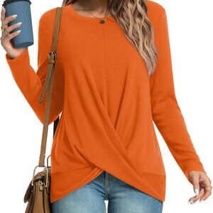 Womens Tunic Tops Long Sleeve Shirts Fall Winter Casual Crewneck Sweaters Front